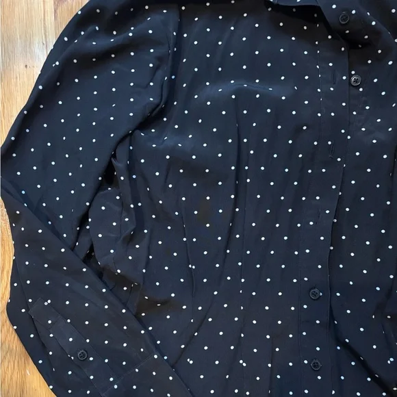 MOVING SALE Club Monaco Black and White Polka Dot 100% Silk Dress - Picture 4 of 8